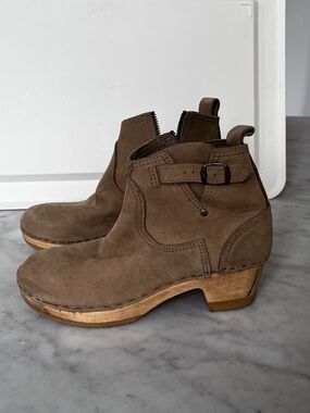 No. 6 Brown Suede Ankle Booties with Buckle